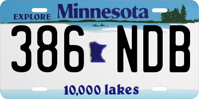 MN license plate 386NDB