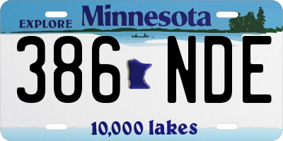 MN license plate 386NDE