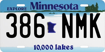 MN license plate 386NMK