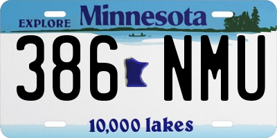 MN license plate 386NMU
