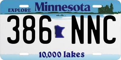 MN license plate 386NNC