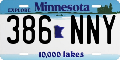 MN license plate 386NNY