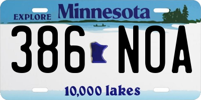 MN license plate 386NOA