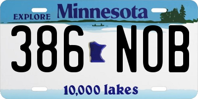MN license plate 386NOB