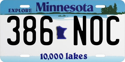 MN license plate 386NOC