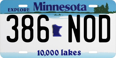 MN license plate 386NOD