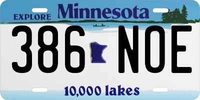 MN license plate 386NOE
