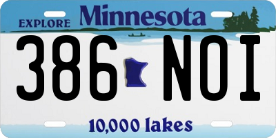 MN license plate 386NOI