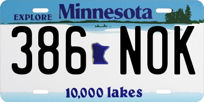 MN license plate 386NOK