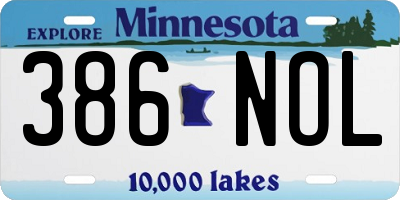MN license plate 386NOL