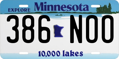 MN license plate 386NOO