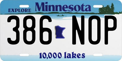 MN license plate 386NOP