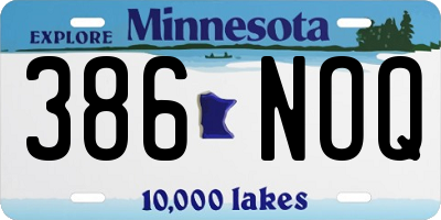 MN license plate 386NOQ
