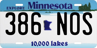 MN license plate 386NOS