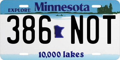 MN license plate 386NOT