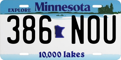 MN license plate 386NOU