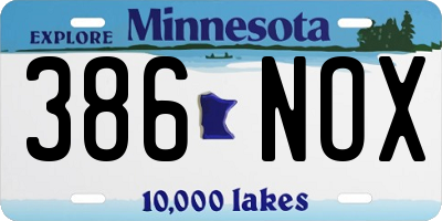 MN license plate 386NOX