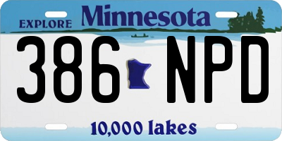 MN license plate 386NPD