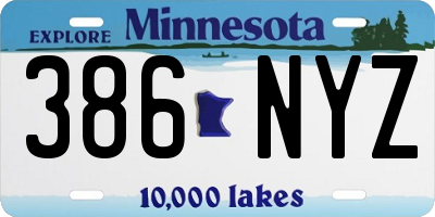 MN license plate 386NYZ