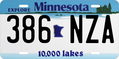 MN license plate 386NZA