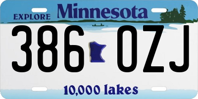 MN license plate 386OZJ
