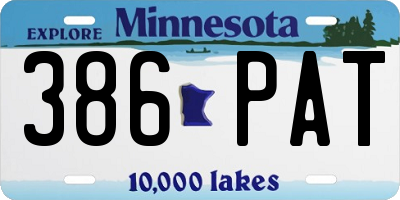 MN license plate 386PAT