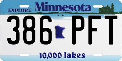 MN license plate 386PFT
