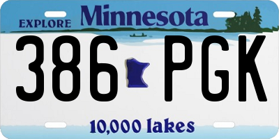 MN license plate 386PGK