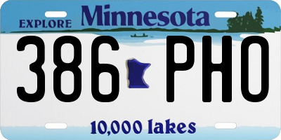 MN license plate 386PHO