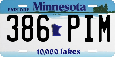 MN license plate 386PIM
