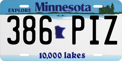 MN license plate 386PIZ