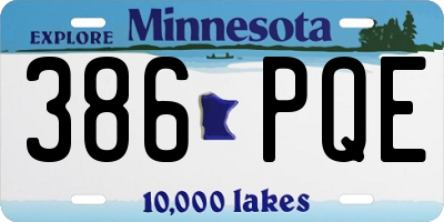 MN license plate 386PQE