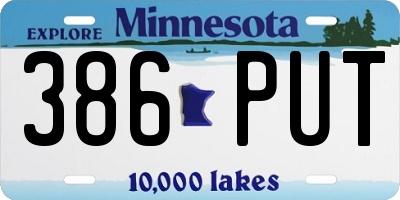 MN license plate 386PUT