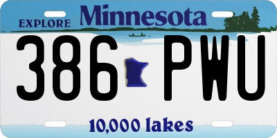 MN license plate 386PWU