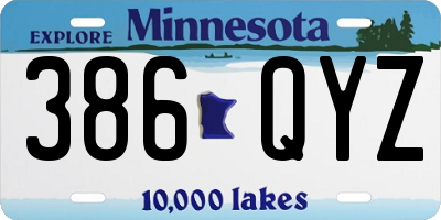 MN license plate 386QYZ