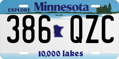 MN license plate 386QZC