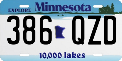 MN license plate 386QZD