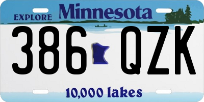 MN license plate 386QZK