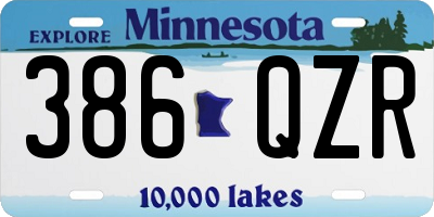 MN license plate 386QZR