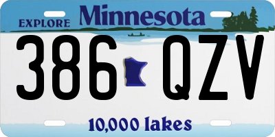 MN license plate 386QZV