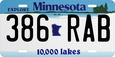 MN license plate 386RAB