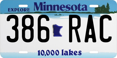 MN license plate 386RAC