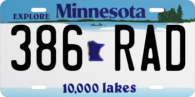 MN license plate 386RAD