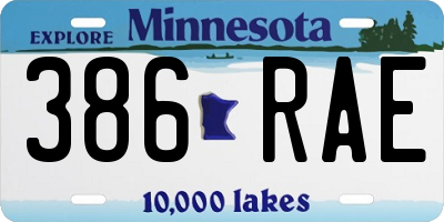 MN license plate 386RAE