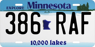 MN license plate 386RAF