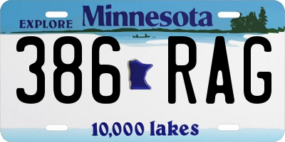 MN license plate 386RAG