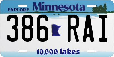 MN license plate 386RAI