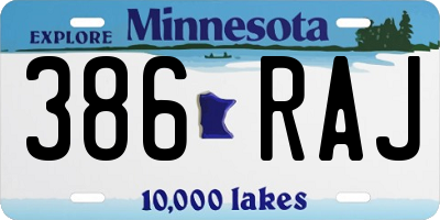 MN license plate 386RAJ