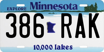 MN license plate 386RAK