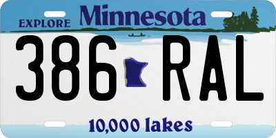 MN license plate 386RAL